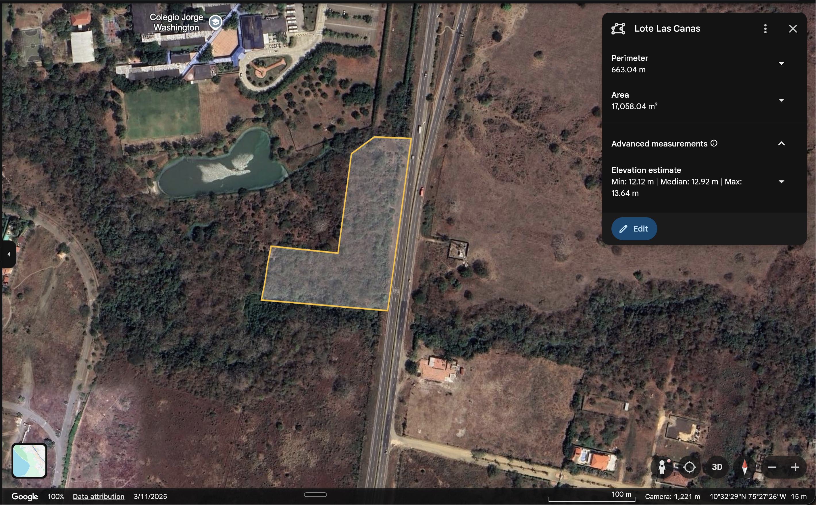 Vista aérea del lote Las Cañas Plaza